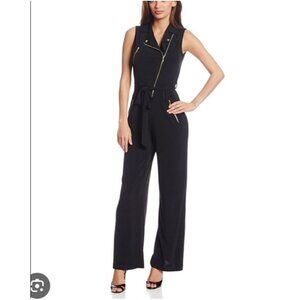 Calvin Klein Women’s Black sleeveless Jumpsuit with gold zippers size 8